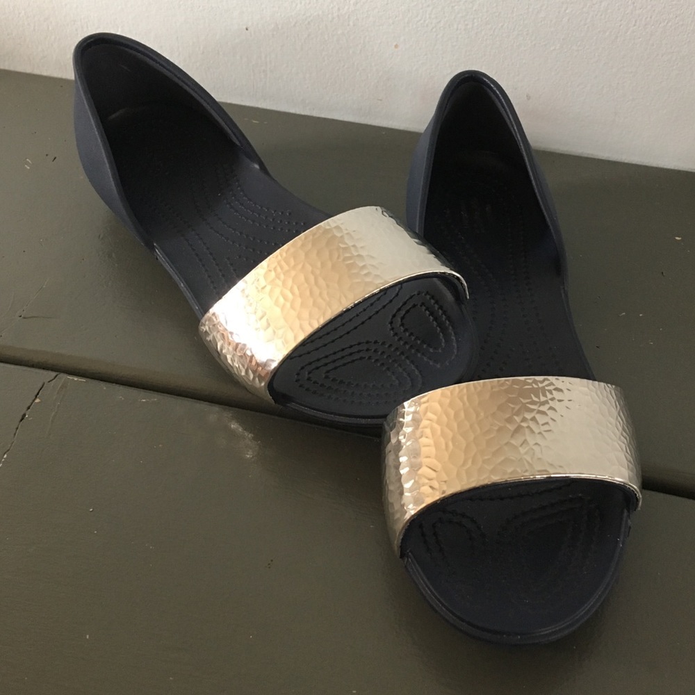 Navy Crocs flats